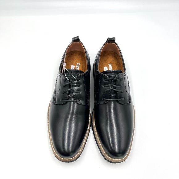Deer Stags Boys Kids Zander Black Faux Vegan Leather Oxford Derby Dress Shoes 13 - Picture 4 of 14